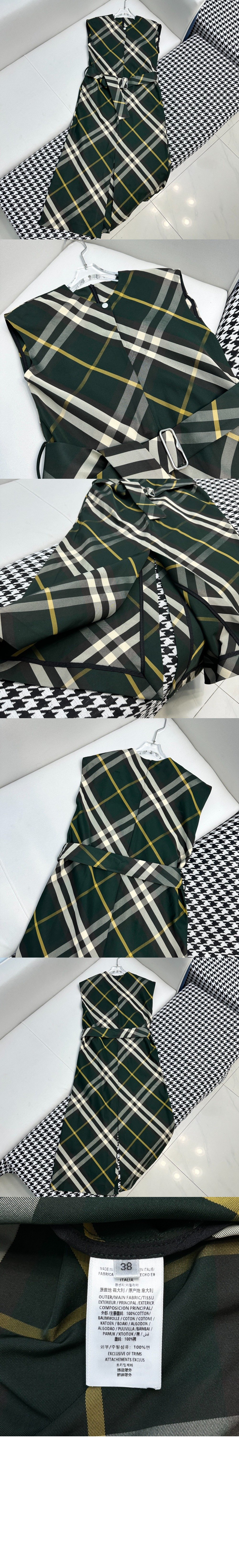 로고 체크 원피스