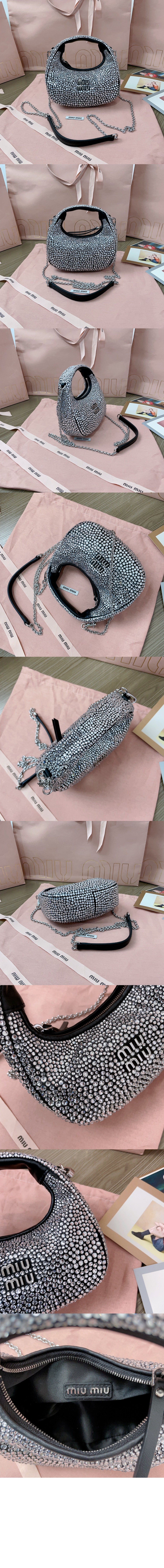 완더 세틴 크리스털 미니 호보 백 5BP078