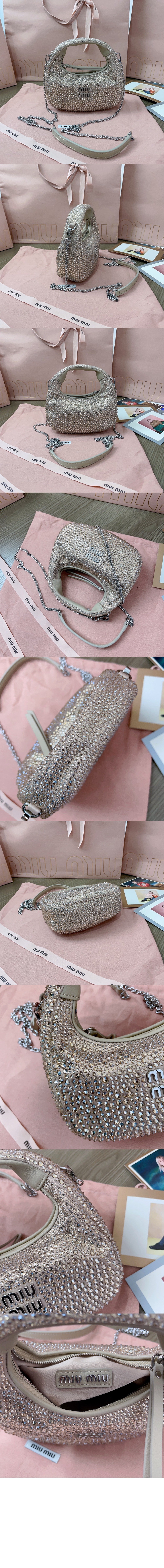 완더 세틴 크리스털 미니 호보 백 5BP078