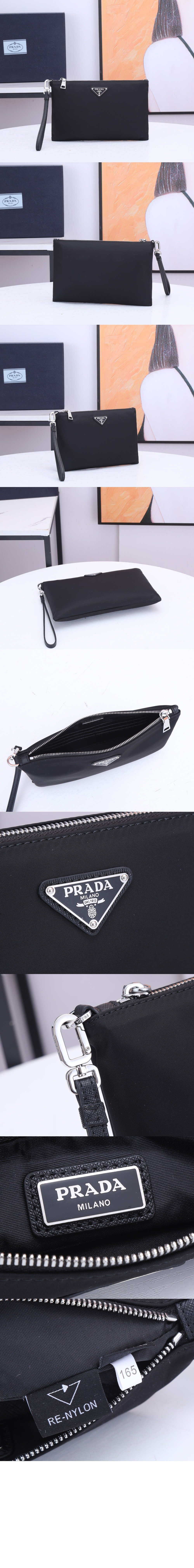 프라다 리나일론 및 사피아노 가죽 파우치 2NH006
