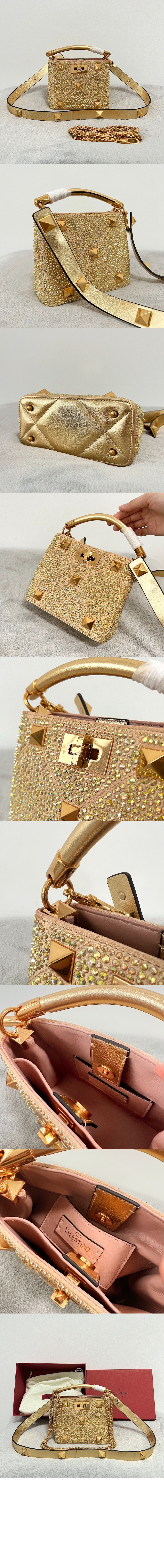 발렌티노 미니 라인스톤 토트백